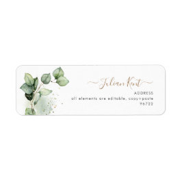 PixDezines Greenery Watercolor Eucalyptus Gren Returadress Etikett