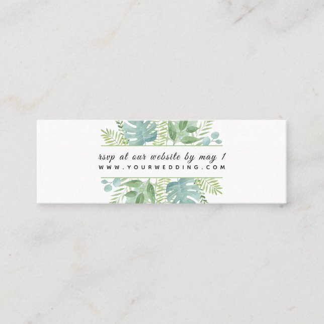 PixDezines Greenery Watercolor RSVP-bilaga Mini Visitkort (Framsida)