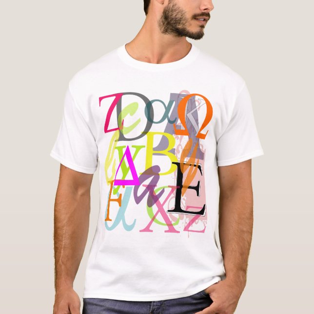 PixDezines grekiska alfabet T-shirt (Framsida)