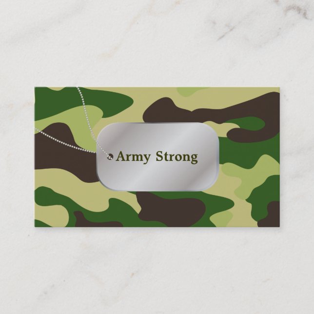 PixDezines Grönt Camouflage+Hundbrickor Visitkort (Framsida)