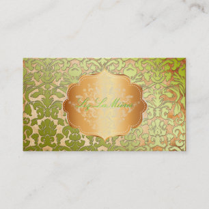 PixDezines grönt flora Damask/faux parchment Visitkort