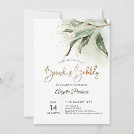 PixDezines Grönt Guld Eucalyptus Brunch BubLY Inbjudningar