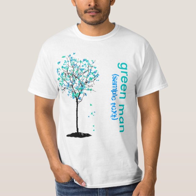 PixDezines Grönt man, blå mapel Tee (Framsida)