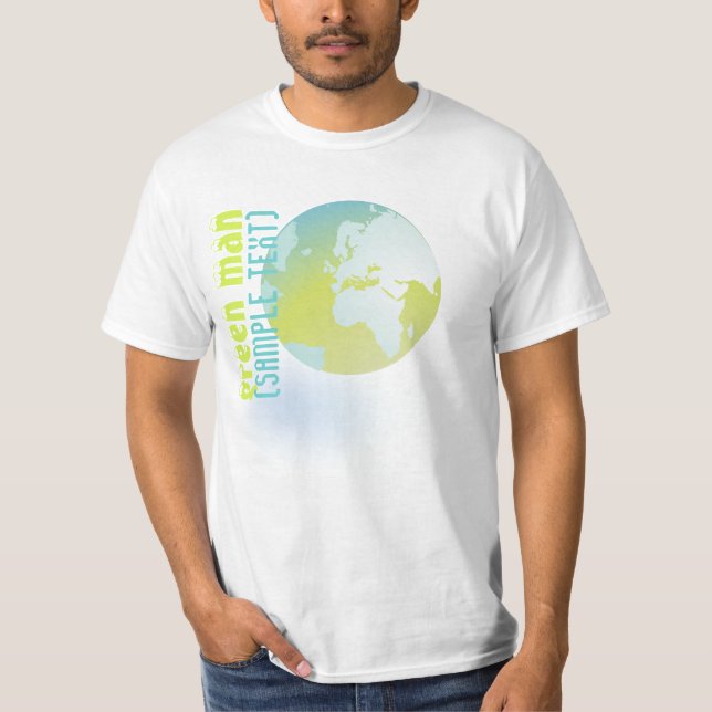 PixDezines Grönt Man, globe T Shirt (Framsida)