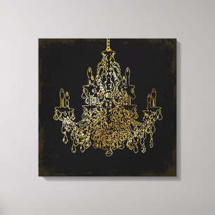PixDezines Grunge DIY Bckgrand/Crystal Chandelier Canvastryck