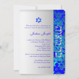 PixDezines grunge stars/Mitzvah/blue/silver Inbjudningar