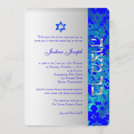 PixDezines grunge stars/Mitzvah/blue/silver Inbjudningar