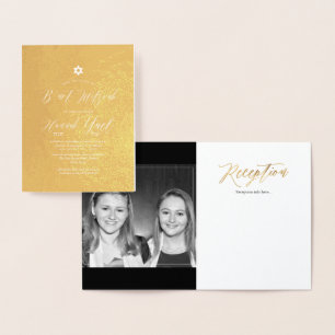 PixDezines Guld B'not Mitzvah Modern Calligraphy Folierat Kort