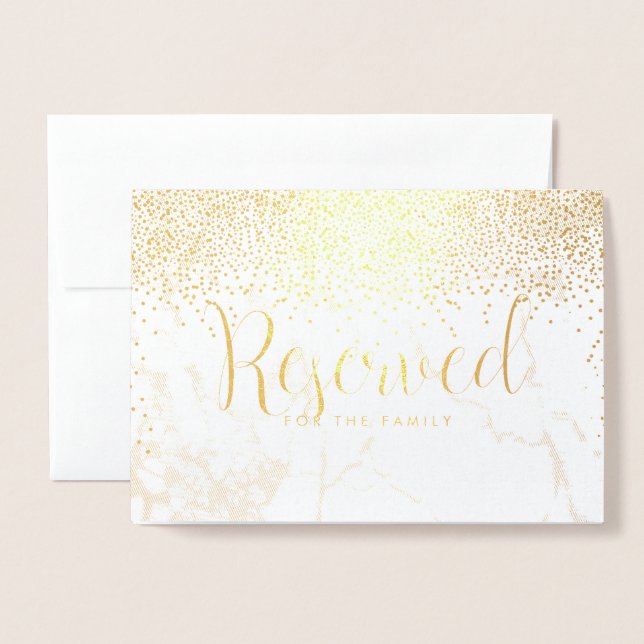 PixDezines Guld Confetti/Reserved Bord-tecken Folierat Kort (Framsida med kuvert)