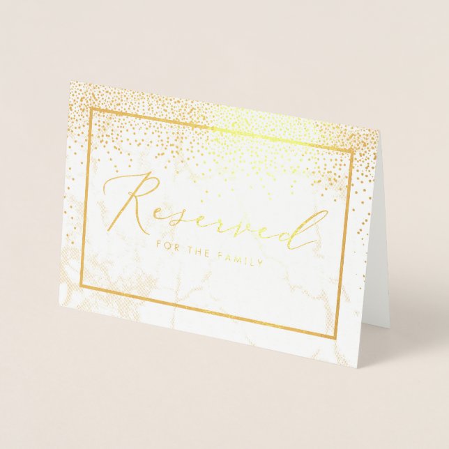 PixDezines Guld Confetti/Reserved Bord-tecken Folierat Kort (Framsida)