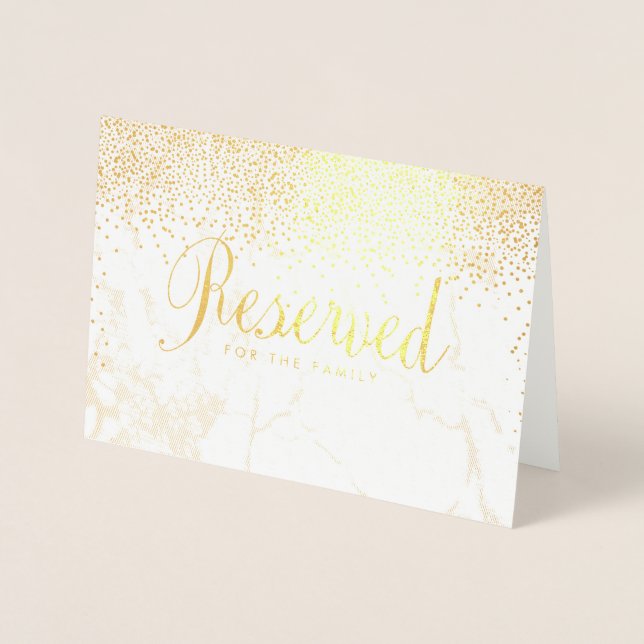 PixDezines Guld Confetti/Reserved Bord-tecken Folierat Kort (Framsida)