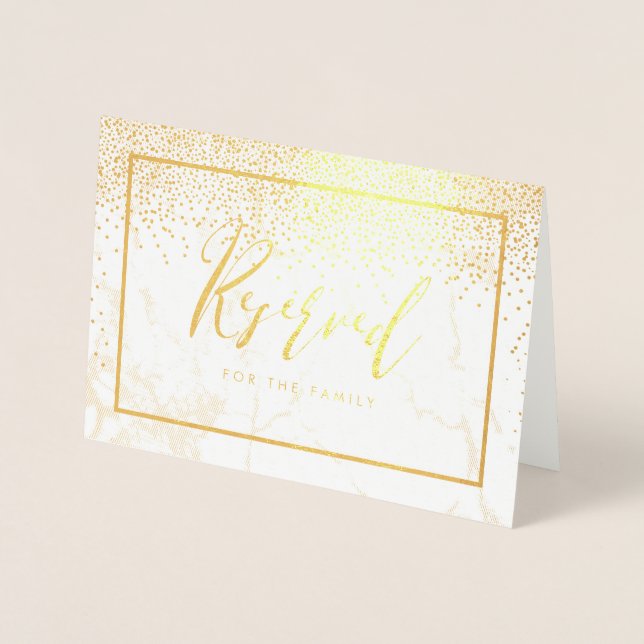 PixDezines Guld Confetti/Reserved Bord-tecken Folierat Kort (Framsida)