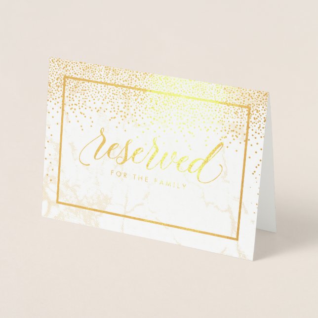 PixDezines Guld Confetti/Reserved Bord-tecken Folierat Kort (Framsida)