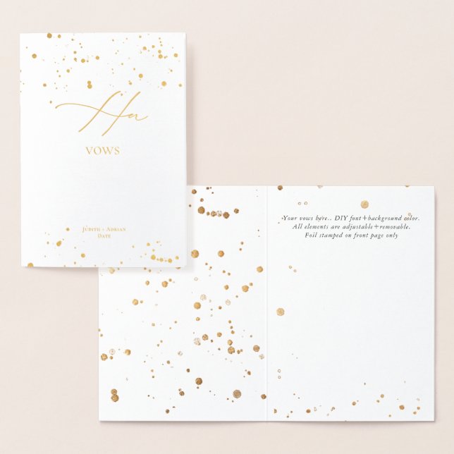 PixDezines Guld Luxe Calligraphy Hennes Vows Folierat Kort (Display)