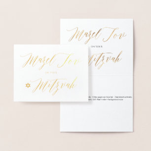 PixDezines Guld Mazel Tov Calligraphy Folierat Kort