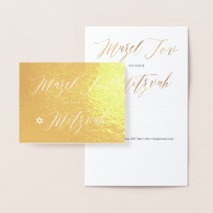 PixDezines Guld Mazel Tov Calligraphy Folierat Kort