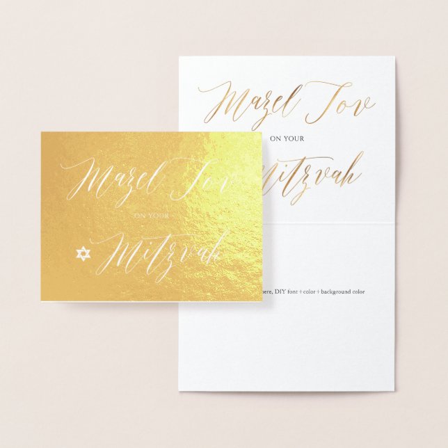 PixDezines Guld Mazel Tov Calligraphy Folierat Kort (Display)