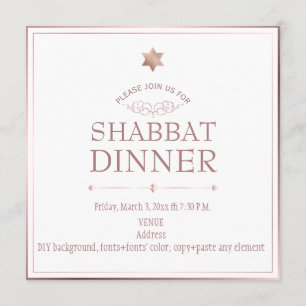 PixDezines Guld Shabbat-middag i Ro Inbjudningar