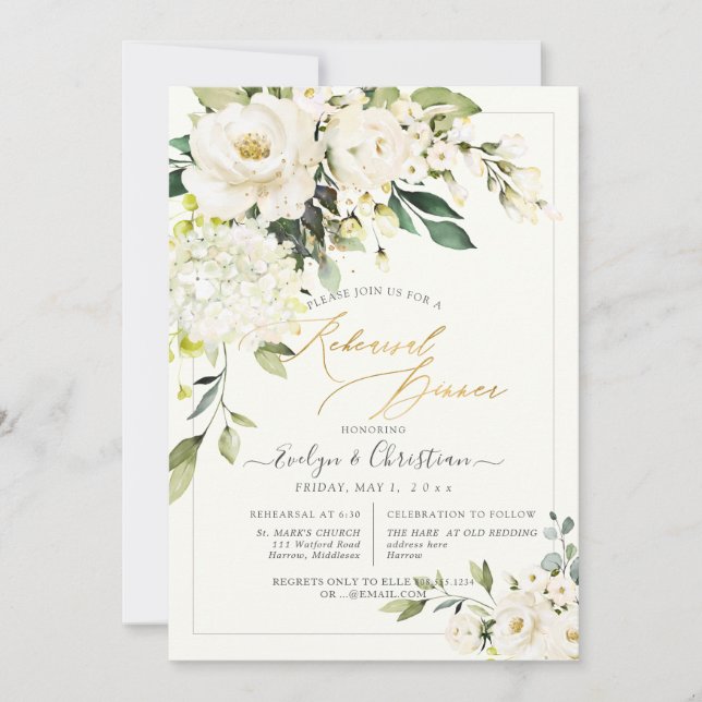 PixDezines H2 Alabaster Ro Rehearsal Middag Inbjudningar (Framsida)