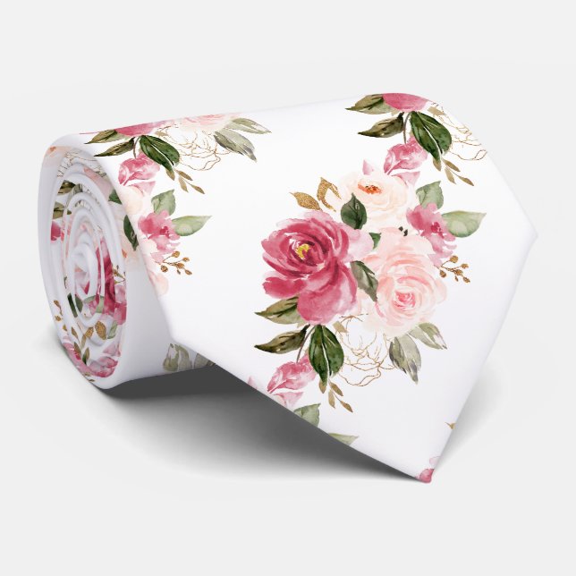 PixDezines H2 Blommor Hallon Röda Rosor Slips (Rullad)