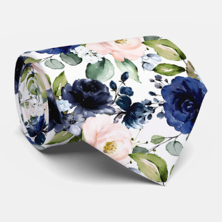 PixDezines H2 Blommor Rosabränd Navyblå Slips