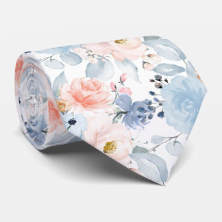 PixDezines H2 Blommor Rosabränd och dammig blå Slips