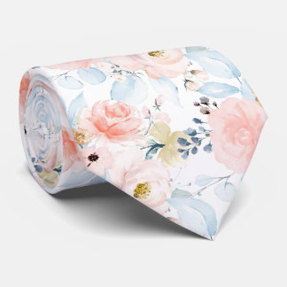 PixDezines H2 Blommor Rosafärgad och dammig blå Slips