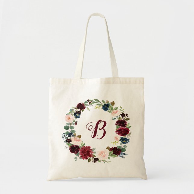 PixDezines H2 Blush Burgunderblå Navajoblå Blommor Tygkasse (Framsidan)