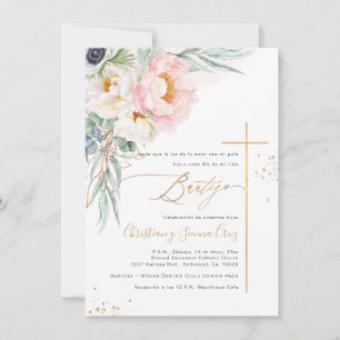 PixDezines H2 Blush Peonies Eucalyptus Dopgudstjän Inbjudningar