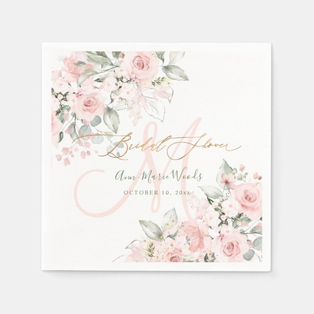 PixDezines H2 Blush Rosor Bröllopsdusch Pappersservett (Framsidan)