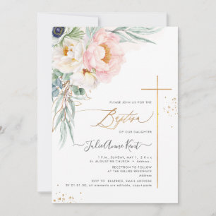 PixDezines H2 Blush Vit+Blush Peonior Dop baptism Inbjudningar
