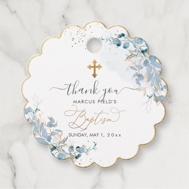 PixDezines H2 Dammt blå eukalyptusdop Gåvor Etiketter (Framsida)