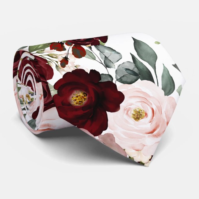 PixDezines H2 Dammt Rosa Blush Burgunderröda Blomm Slips (Rullad)