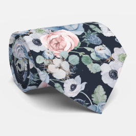 PixDezines H2 Dusty Blue Pink Peonies Gör-det-själ Slips