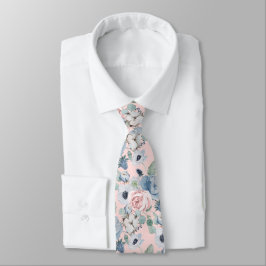 PixDezines H2 Dusty Blue Pink Peonies Gör-det-själ Slips
