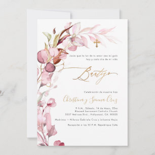 PixDezines H2 Dusty Blush Gum Eucalyptus Bautizo Inbjudningar