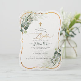 PixDezines H2 Eucalyptus Baptism Inbjudningar