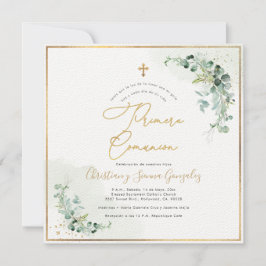 PixDezines H2 Eucalyptus Primera Comunion Inbjudningar