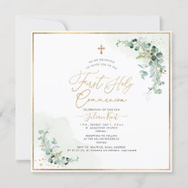 PixDezines H2 Eukalyptus Första Nattvarden Inbjudningar