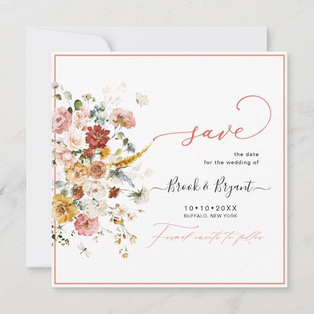 PixDezines H2 Fall Garden Flowers sparar datumet Spara Datumet (Framsida)