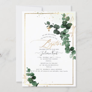 PixDezines H2 Gum Eucalyptus Baptism Inbjudningar