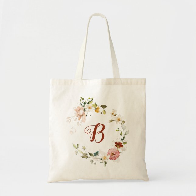 PixDezines H2 Höstträdgård Blommor Bröllopsdusch Tygkasse (Framsidan)