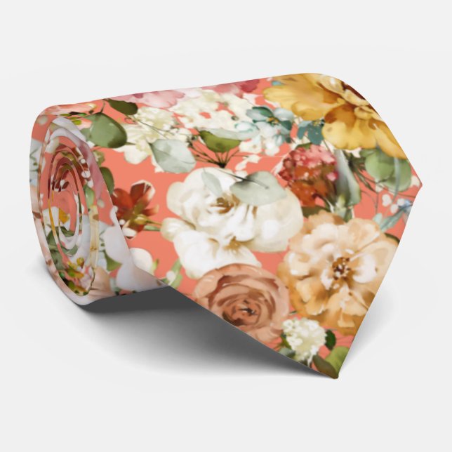 PixDezines H2 Höstträdgård Blommor Halsduk Slips (Rullad)