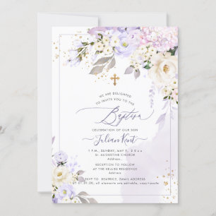 PixDezines H2 Hydrangeas Cream Ro Baptism Inbjudningar