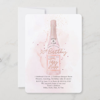 PixDezines H2 Pink Champagne 90 Birthday Bkupfinal Inbjudningar