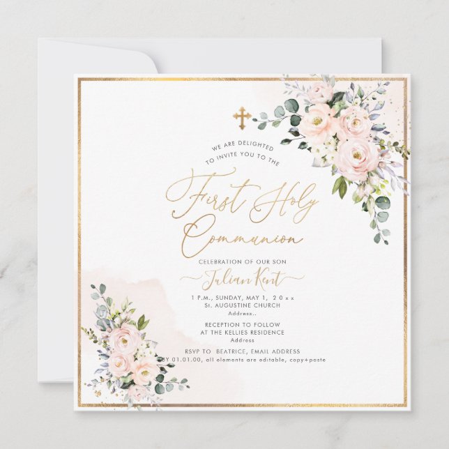 PixDezines H2  Ro Första Heligan Communion  Inbjudningar (Framsida)