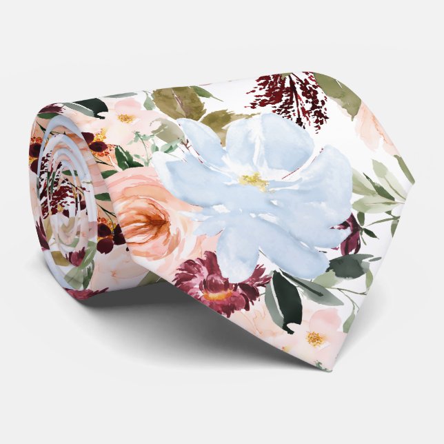 PixDezines H2 Rosa Blush Damblå Blommor  Slips (Rullad)