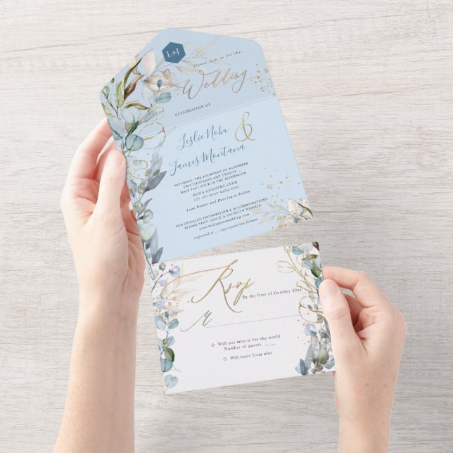 PixDezines H2 Rustic Dusty Blue Eucalyptus Guld (Avrivbar del)