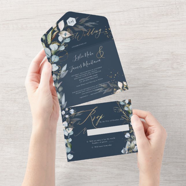 PixDezines H2 Rustic Dusty Blue Eucalyptus Guld (Avrivbar del)