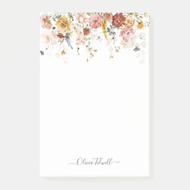 PixDezines H2 Rustic Fall Garden Flowers Post-it Block (Framsida)